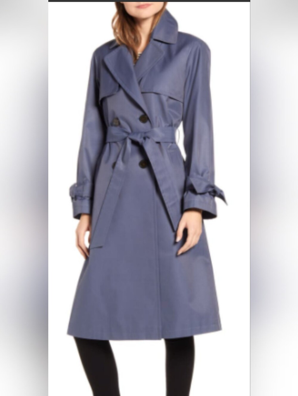 Sam Edelman Slate Blue Trench Coat with Waist Belt